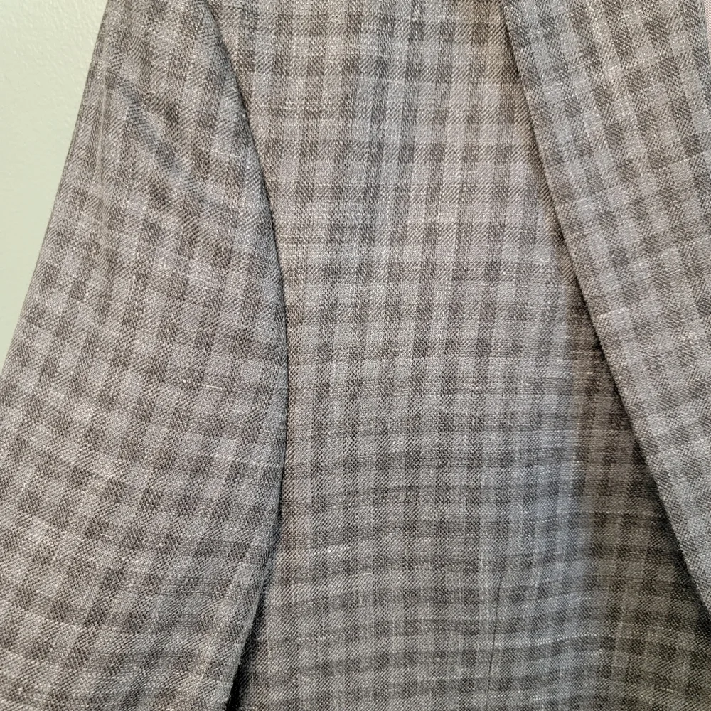Lauren Ralph‎ Lauren Mens SZ 44L Check Linen Wool Silk Blend Blazer Sport Jacket